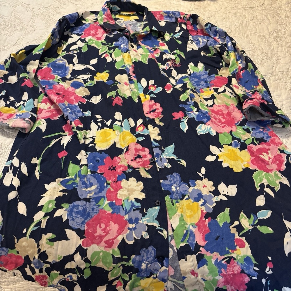 Ralph Lauren Women's Floral, Oversized Blouse Size Large, Multicolor, Button‎ Up
